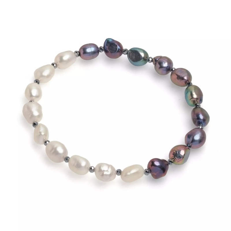 Brățară cu perle colorate 6-7 mm, hematit, elastic, lungime 18 cm