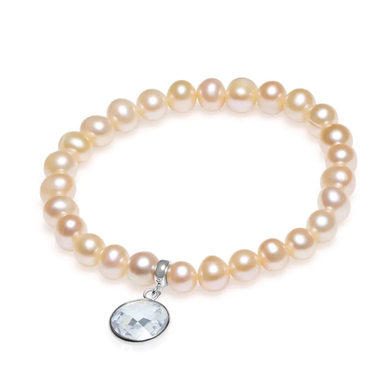 Brăţară perle de cultură roz sfere aprox. 7-8 mm, închizătoare argint, 18 cm