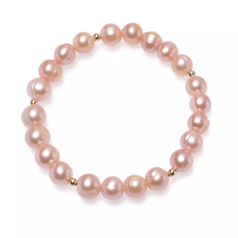 Brăţară perle de cultură mov sfere 8-9mm, elastic, 19 cm