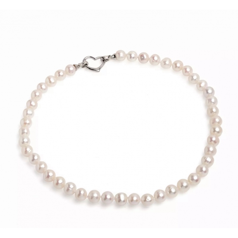 Colier perle de cultură albe sfere 9-10mm, închizătoare argint rodiat, lungime 45cm