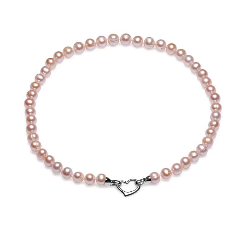 Colier perle de cultură roz sfere aprox 9-10mm, închizătoare argint rodiat, lungime 45cm