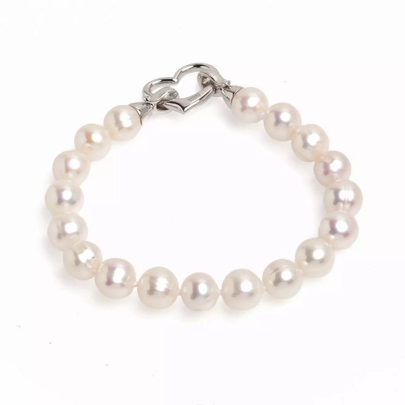 Brățară cu perlе de cultură albе de 9-10 mm, închizătoare argint, lungime 19 cm