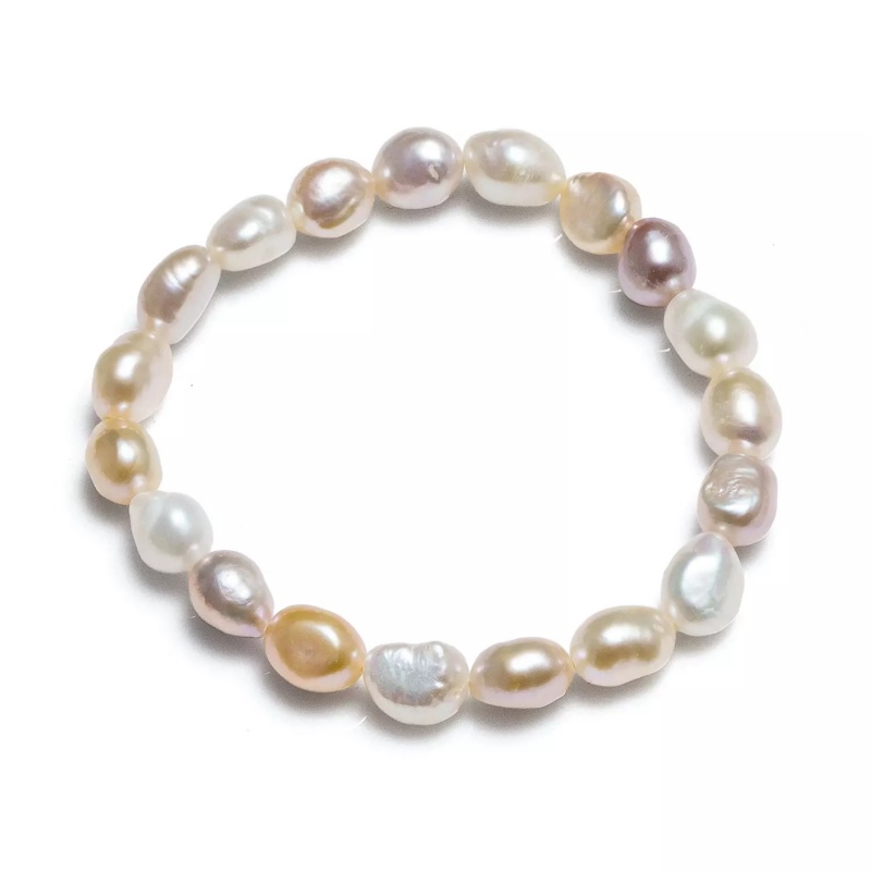 Brăţară perle de cultură culori mixte 8-9mm, elasticl, lungime 18 cm