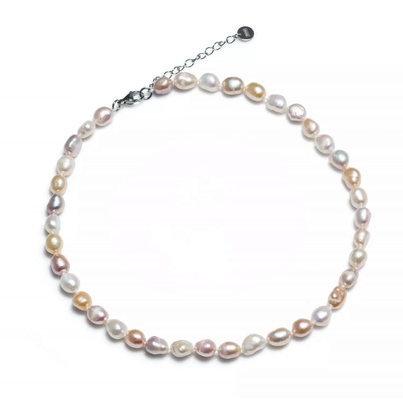 Colier cu perlе de cultură culori mixte 8-9mm, închizătoare oțel. Lungime 43 cm