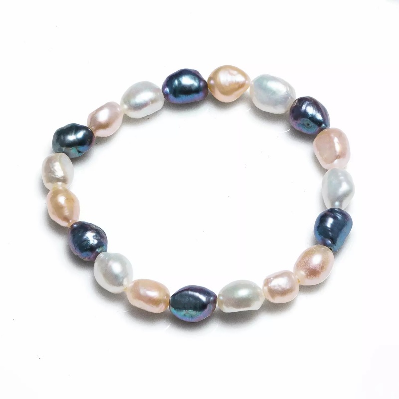 Brăţară perle de cultură culori mixte 8-9mm, elastic, lungime 18 cm