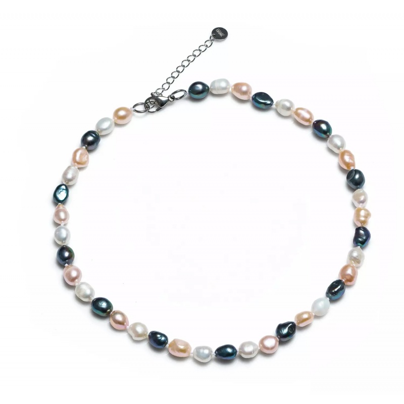 Colier cu perlе de cultură culori mixte 8-9mm, închizătoare oțel. Lungime 43 cm