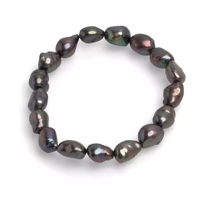 Brățară cu perle de cultură culoare închisă 8-9 mm, elastic, lungime 18 cm