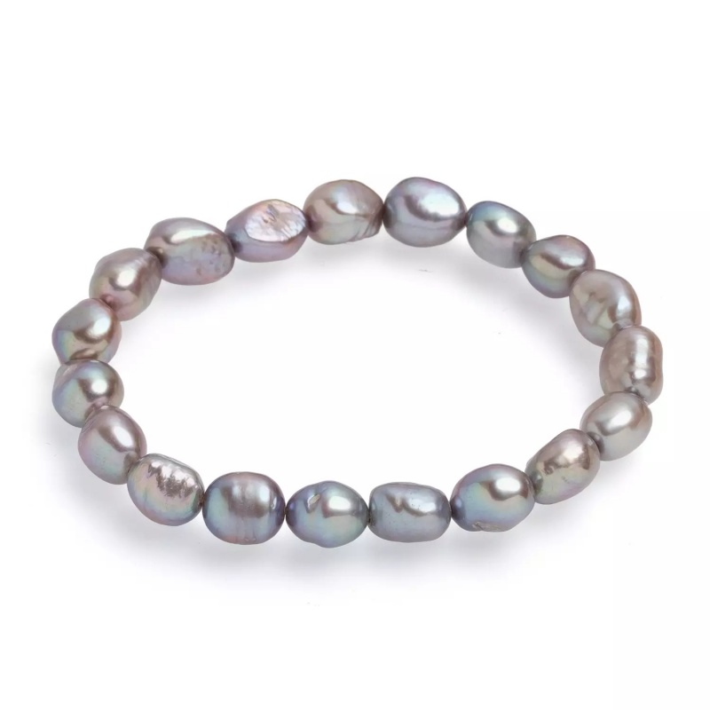 Brățară cu perle de cultură gri 8-9 mm, elastic, lungime 18 cm