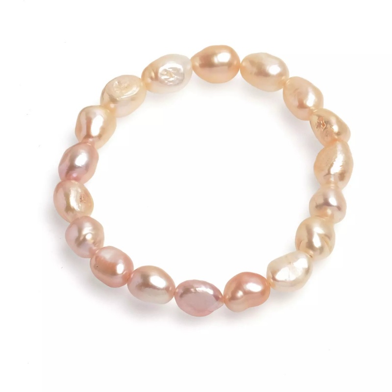 Brățară cu perle de cultură roz 8-9 mm, elastic, lungime 18 cm