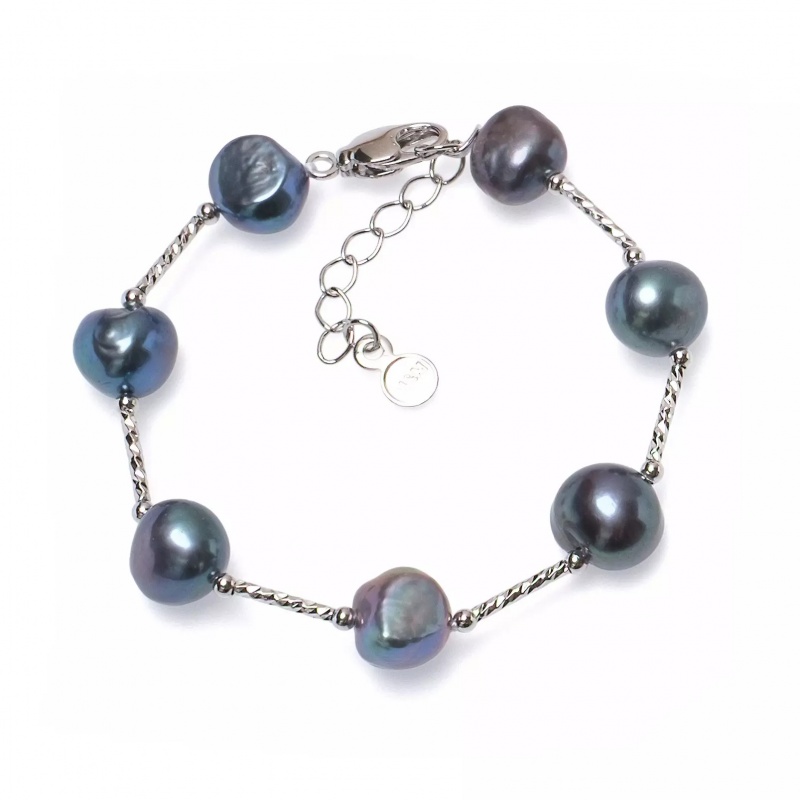 Brăţară perle de cultură negre aprox. 8-11mm, 18/20 cm