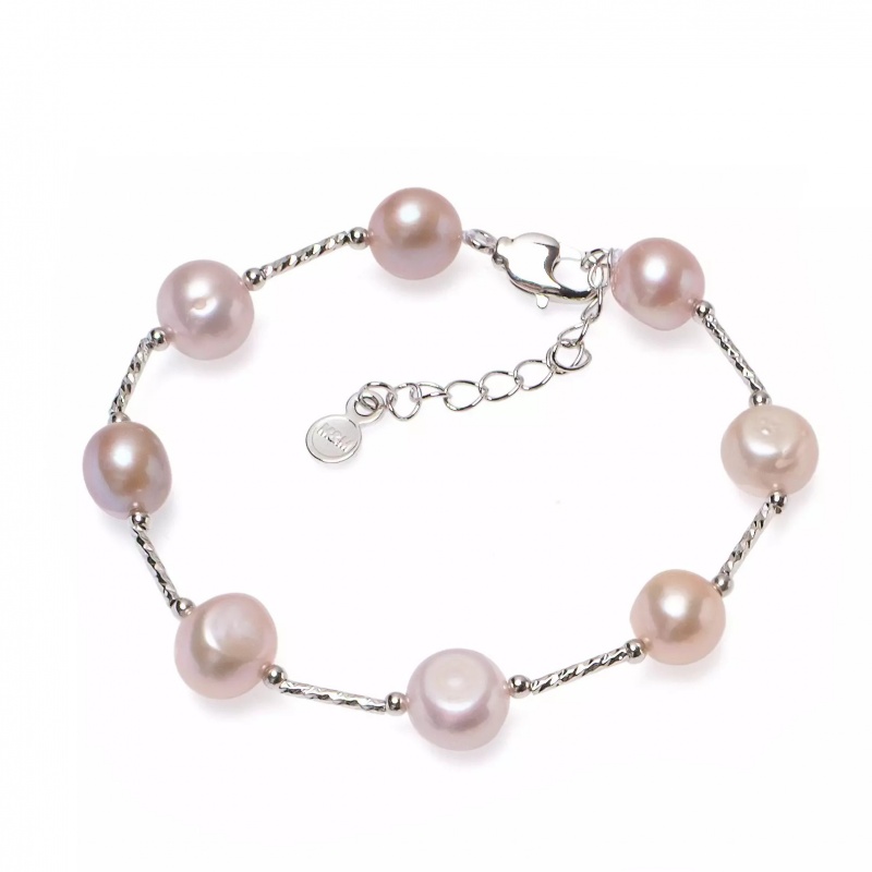 Brăţară perle de cultură roz aprox. 8-11mm, 18/20 cm