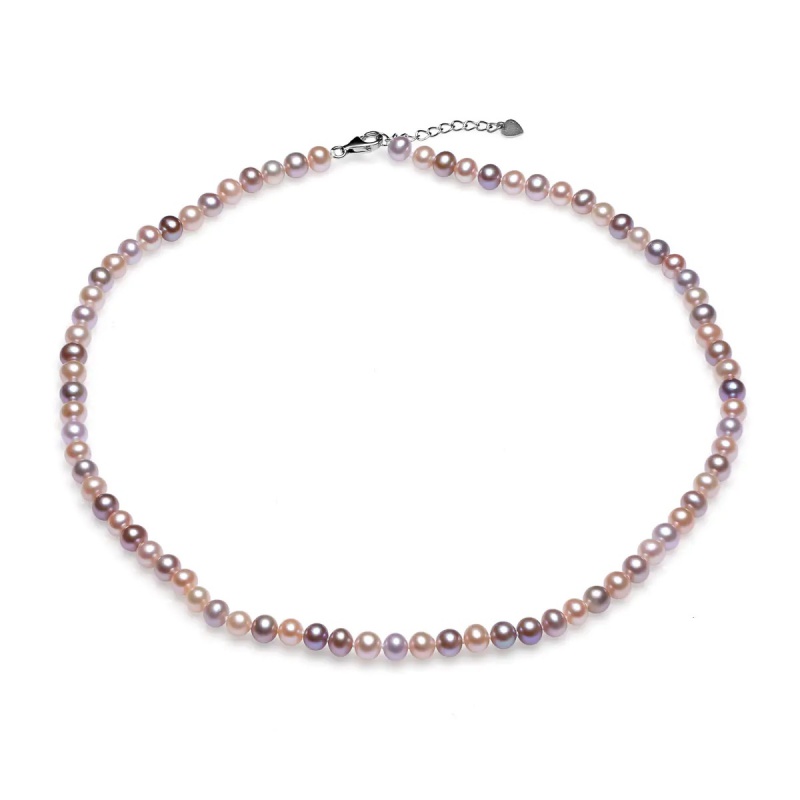 Colier perle de cultură colorate sfere aprox 5-6 mm, închizătoare argint rodiat, lungime ,42-43 cm