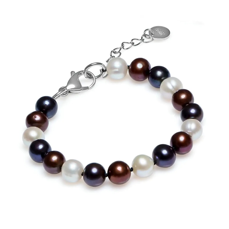 Brăţară perle de cultură colorate sfere aprox.7.5-8.5 mm, închizătoare argint, 18,5 cm + 3 cm