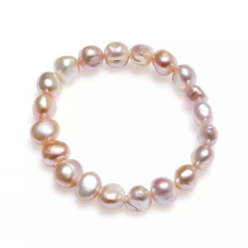 Brățară cu perle mov 8-10 mm, elastic, lungime 17,5 cm