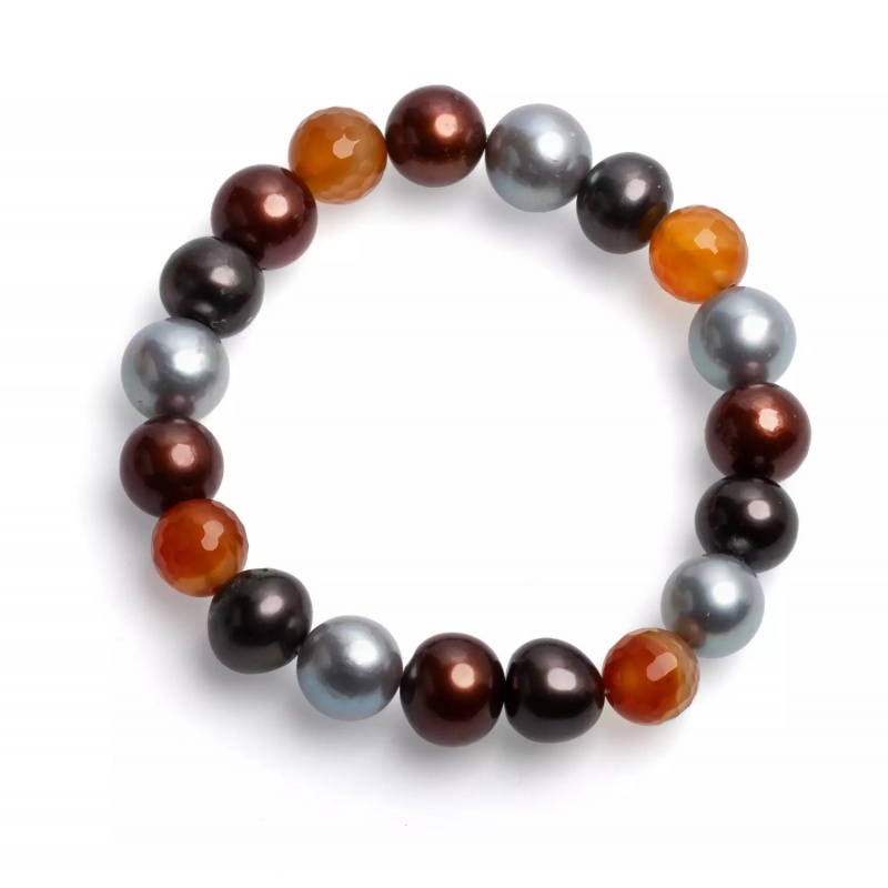 Brățară cu perlе de cultură bleumarin și vișinii 11-12mm, lungime 19 cm