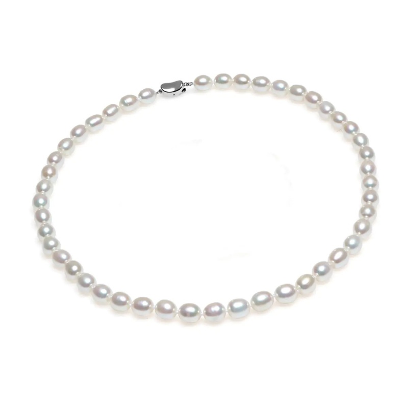 Colier perle de cultură albe sfere aprox 7-7,5mm, închizătoare argint rodiat, lungime 41/43 сcm