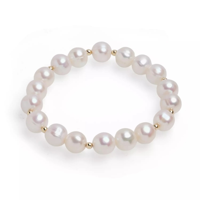 Brățară cu perle de cultură gri 9-10 mm, elastic, lungime 19/20 cm