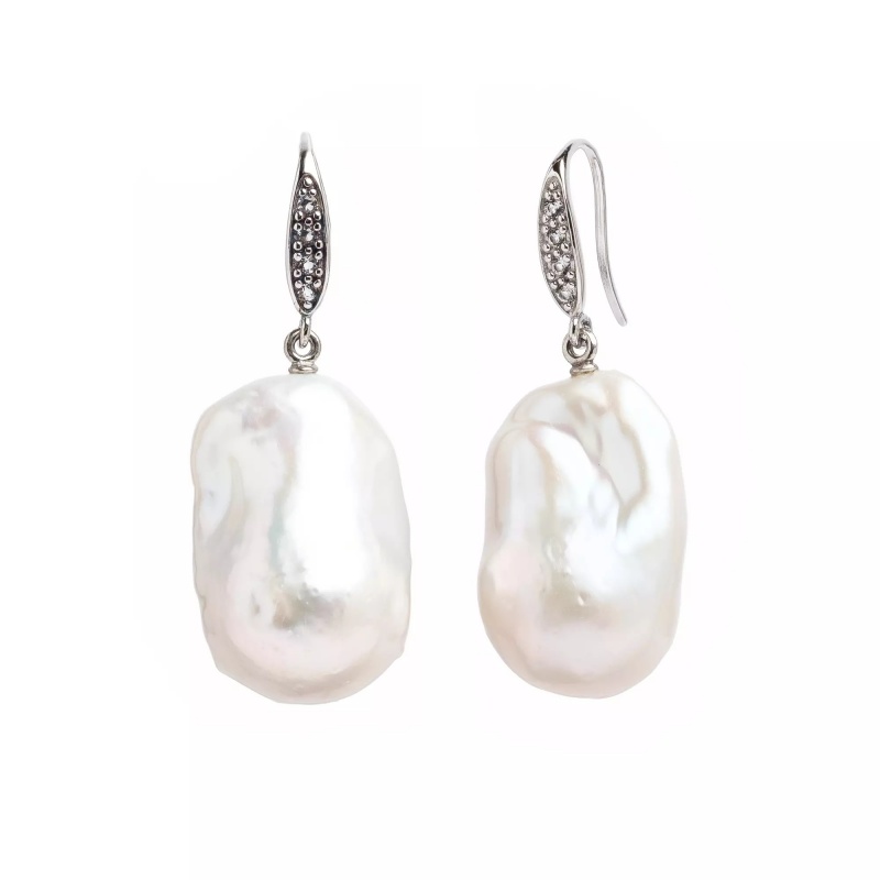 Cercei argint perlă de cultură baroc 14-15 mm