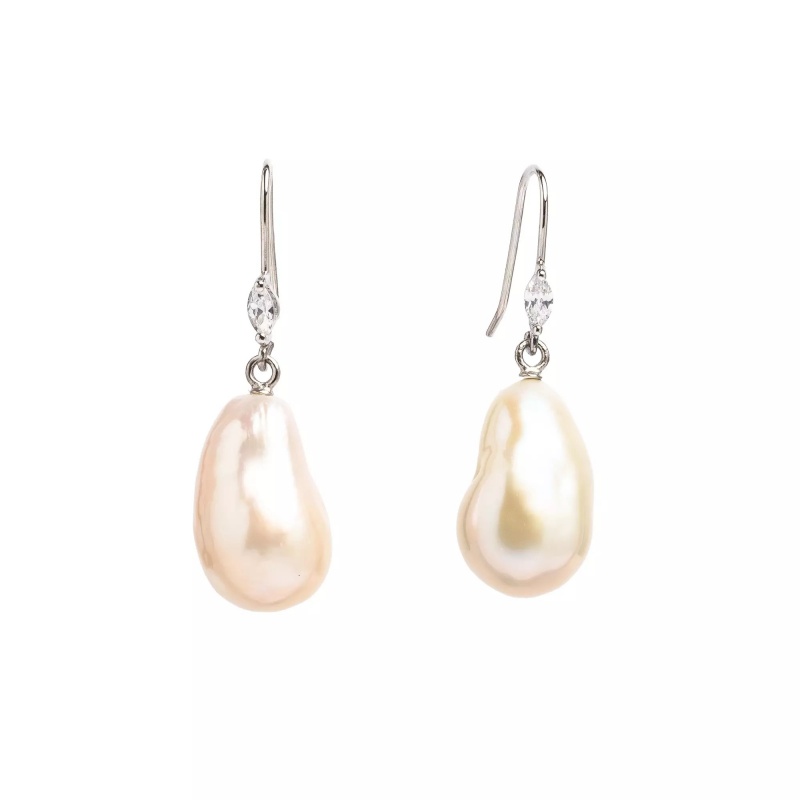 Cercei perle de cultură albe baroc 11-12 mm