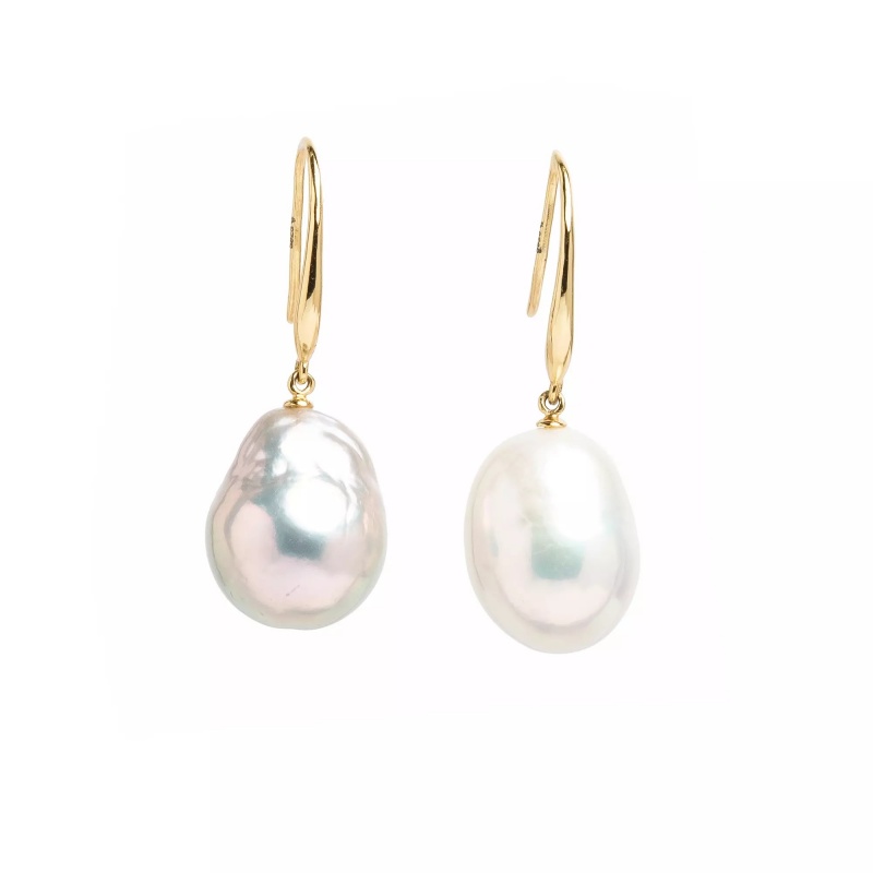 Cercei perle de cultură albe baroc 11-12 mm