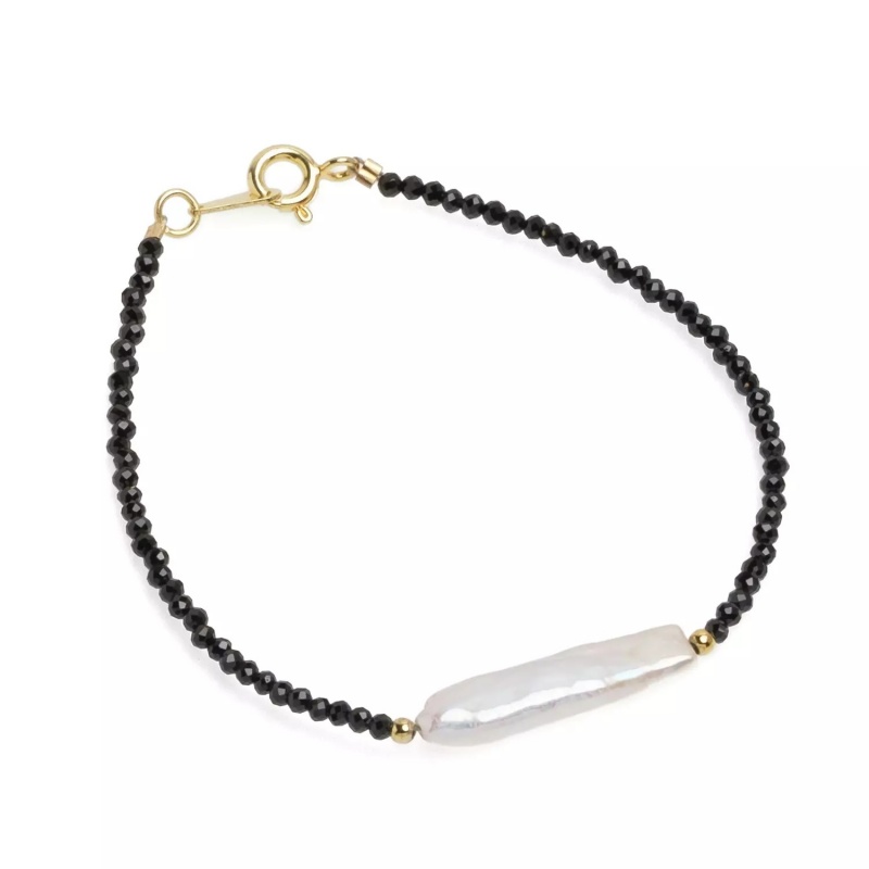 Brățară perlă de cultură albă și spinel, lungime 18 cm