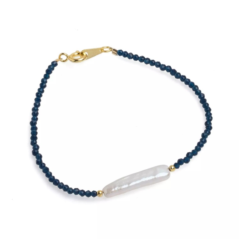 Brățară perlă de cultură albă și spinel, lungime 18 cm