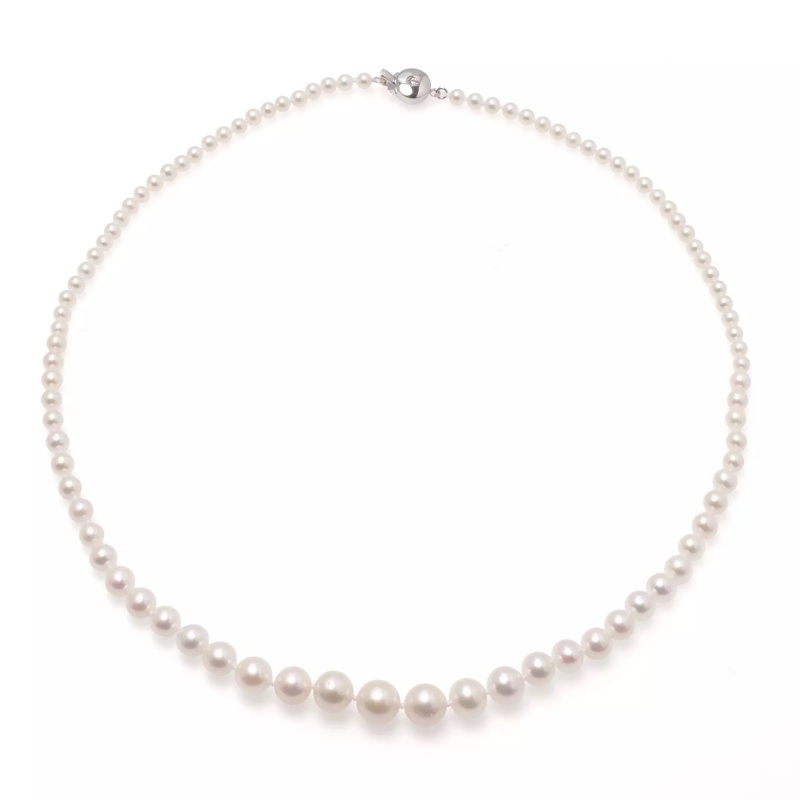 Colier, perle de cultură albe 3,5-8 mm, lungime 44