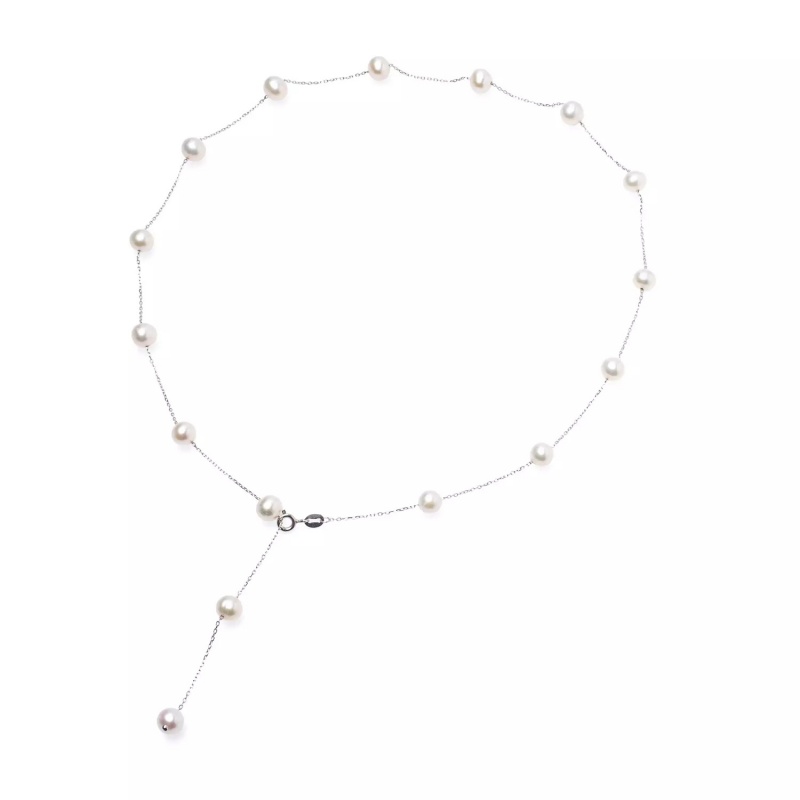 Colier perle de cultură albe 6,5-7 mm, lungime 55 cm