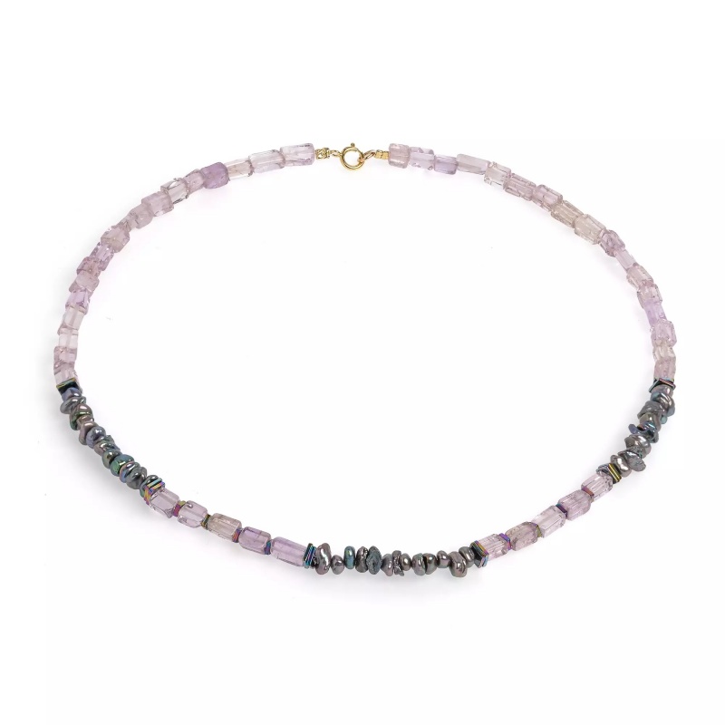 Colier cu perlе de cultură și ametist. Lungime 42 cm