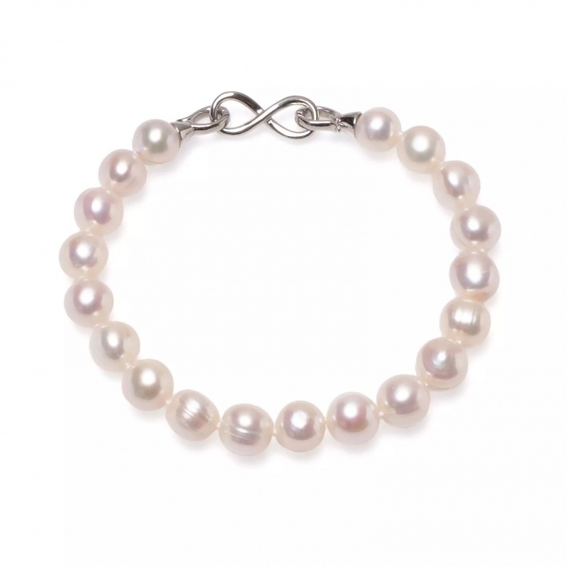 Brățară cu perle de cultură albe 8-9 mm, lungime 18/19 cm
