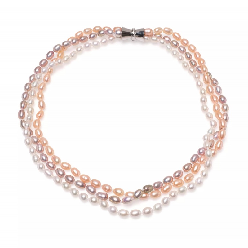 Colier, perle de cultură colorate 5-6mm, lungime 44cm