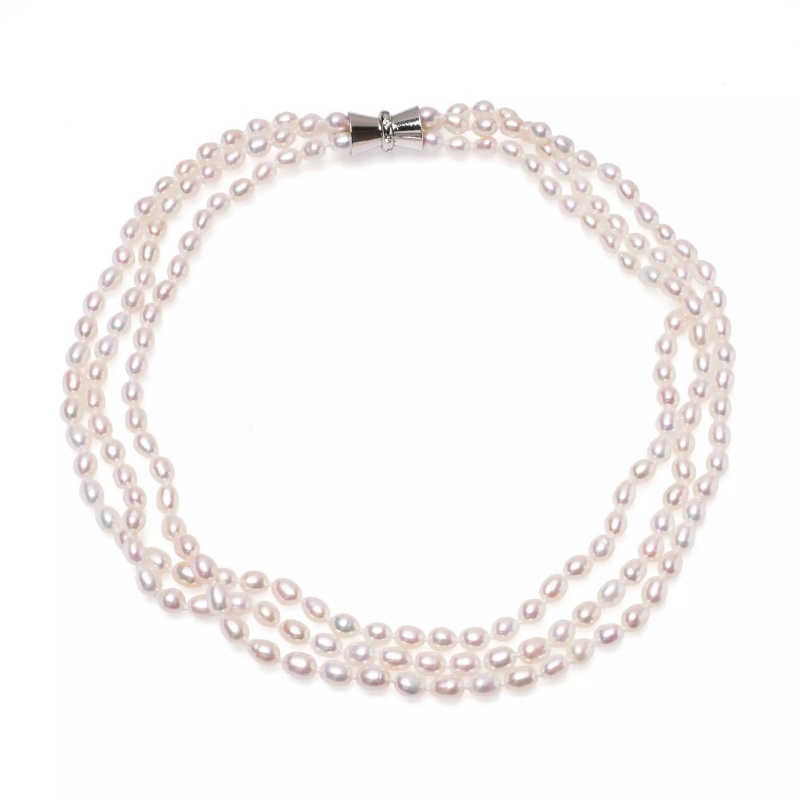 Colier, perle de cultură albe 5-6mm, lungime 44cm