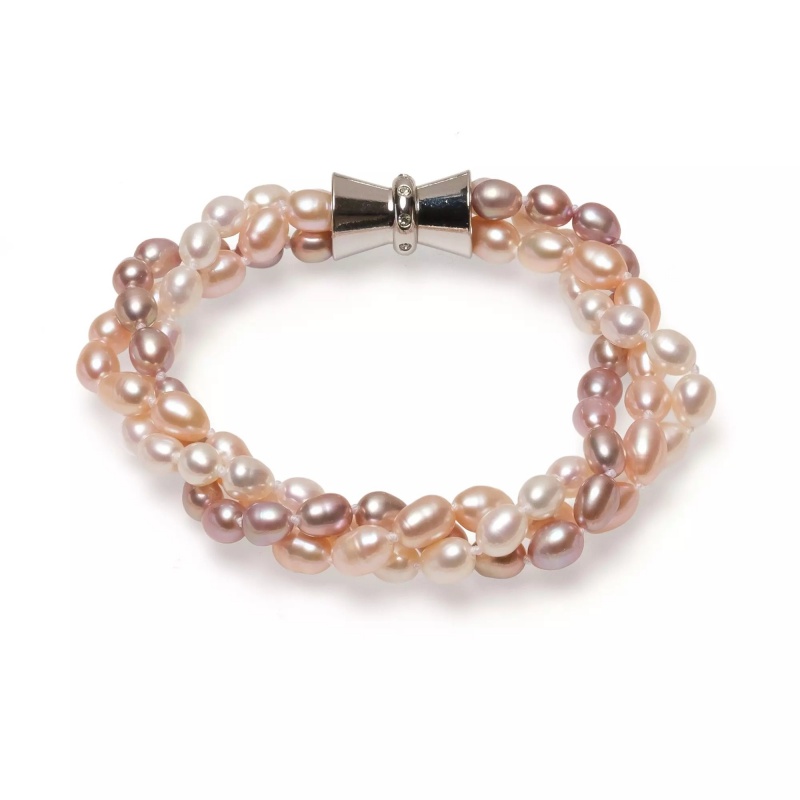 Brățară cu perle de cultură colrate 5-6 mm, lungime 20 cm