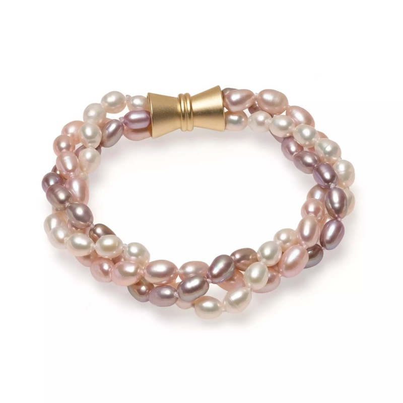 Brățară cu perle de cultură colrate 5-6 mm, lungime 20 cm