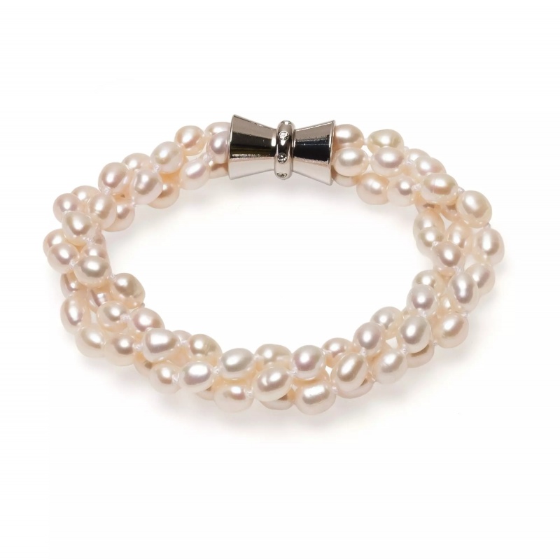 Brățară cu perle de cultură albe 5-6 mm, lungime 20 cm