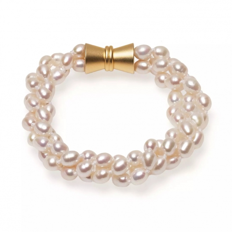 Brățară cu perle de cultură albe 5-6 mm, lungime 20 cm