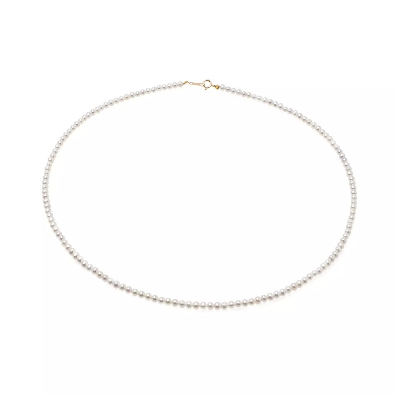 Colier cu perle de cultură albe 3- 3.5mm, închizătoare aur 18K, lungime 40 cm