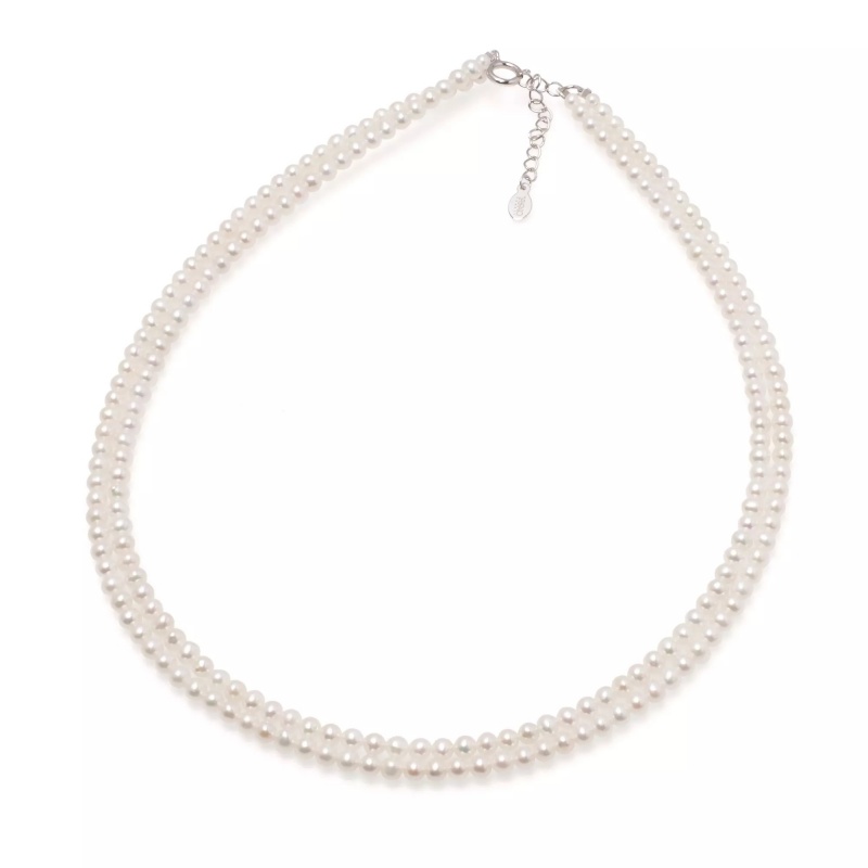 Colier, perle de cultură albe 3.5-4 mm, lungime 38-39 cm