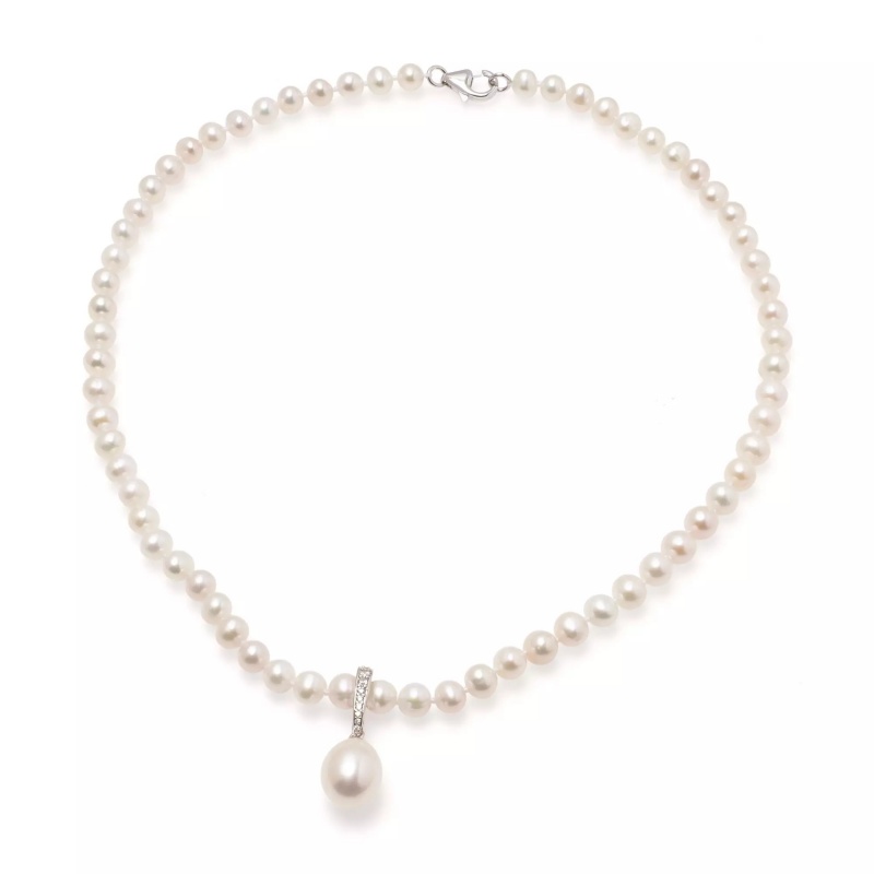 Colier perle de cultură albe 6-6.5 mm, lungime 41 cm