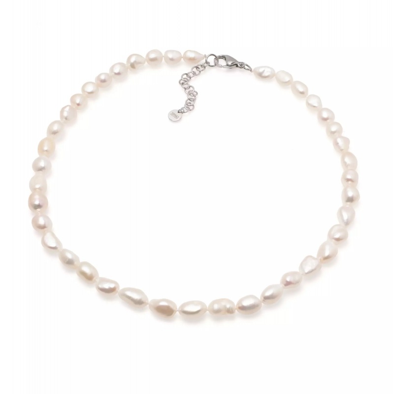 Colier perle de cultură albe baroc 9-11 mm, lungime 46+5 cm