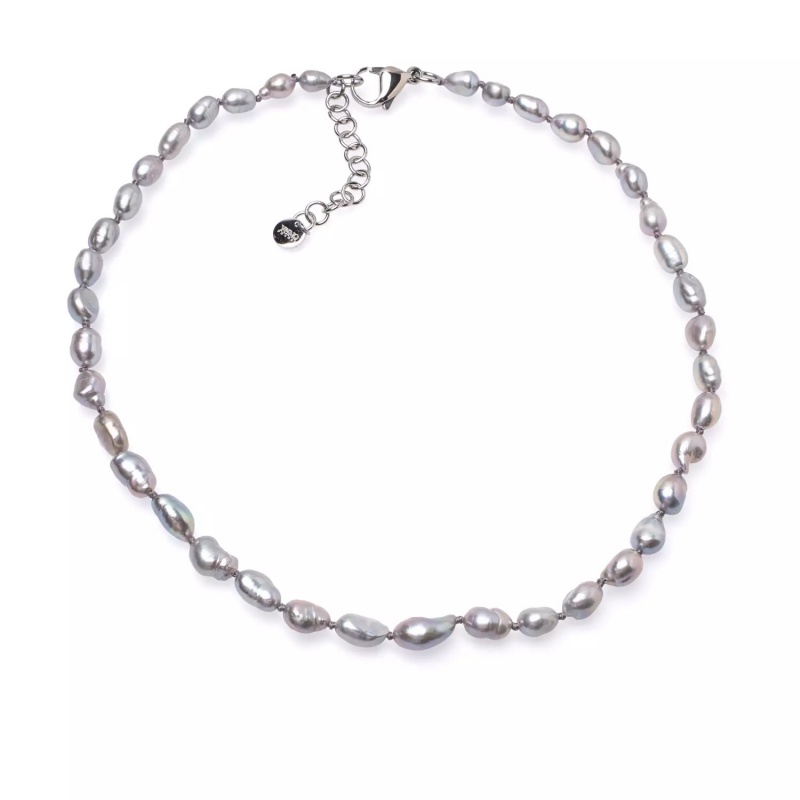 Colier unisex perle de cultură gri 7-8 mm, lungime 50+5 cm