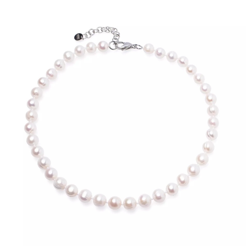 Colier unisex cu perlе de cultură albe 10-11 mm, lungime 50+5cm