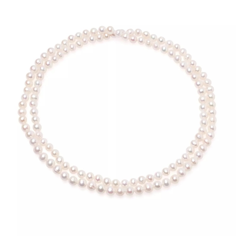 Colier unisex cu perlе de cultură albe 7-8 mm, lungime 90 cm