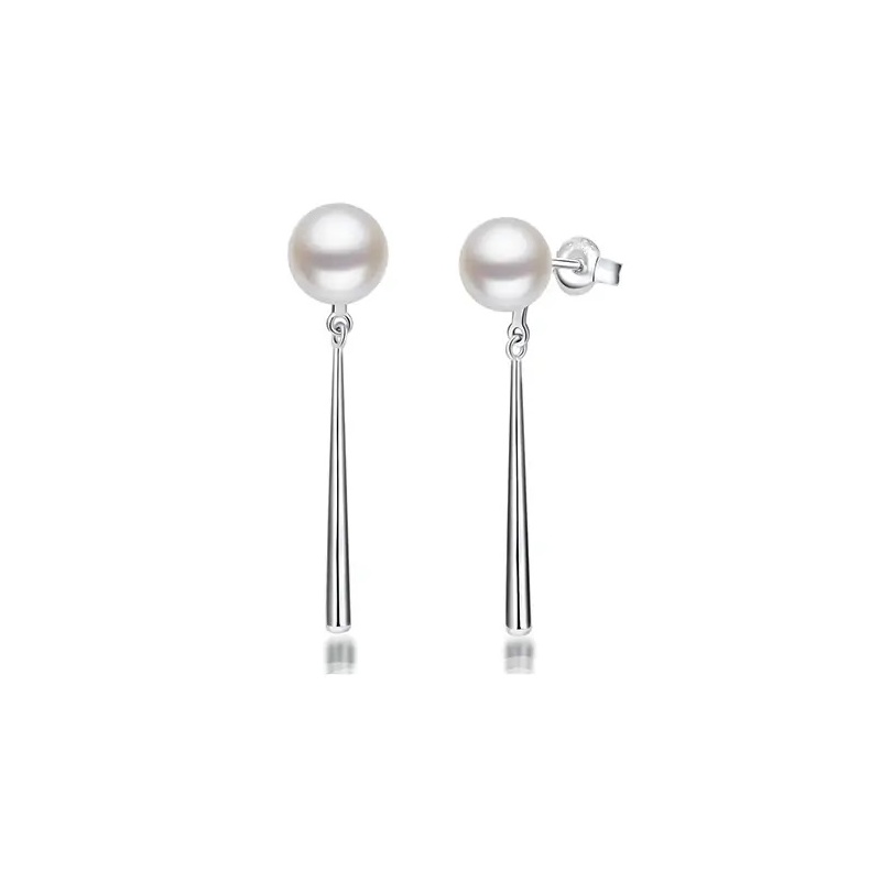 Cercei argint cu perle albe 7.5-8mm