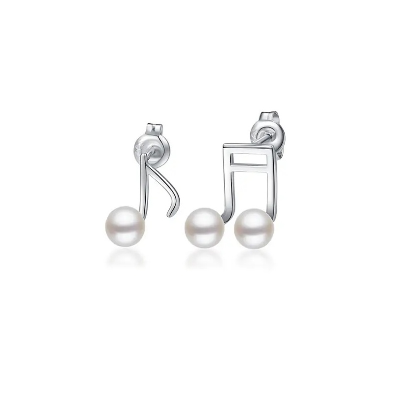 Cercei argint cu perle albe 5-5.5mm