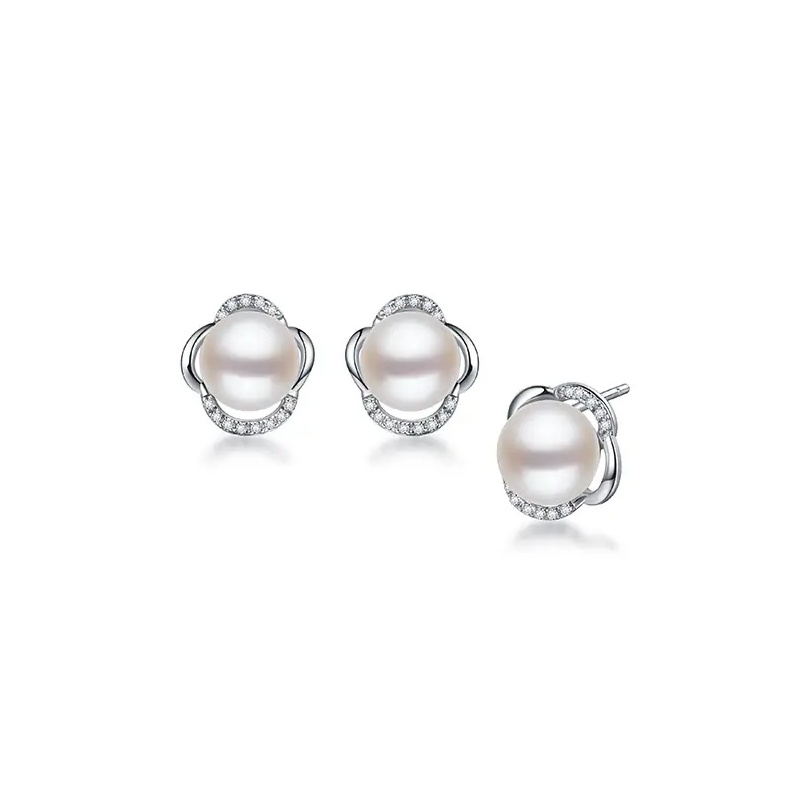 Cercei din argint 925 cu perle albe 8mm