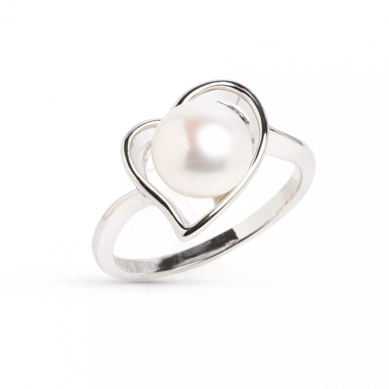 Inel argint rodiat perlă de cultură 8-8.5 mm