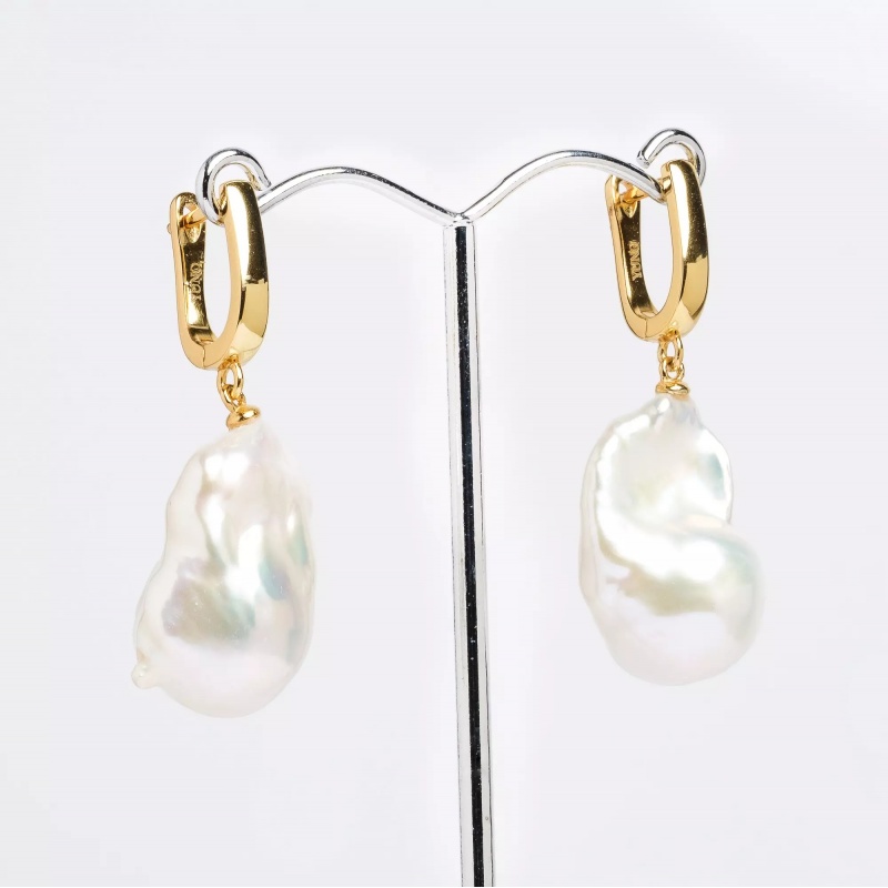 Cercei perle de cultură albe baroc 12-14 mm