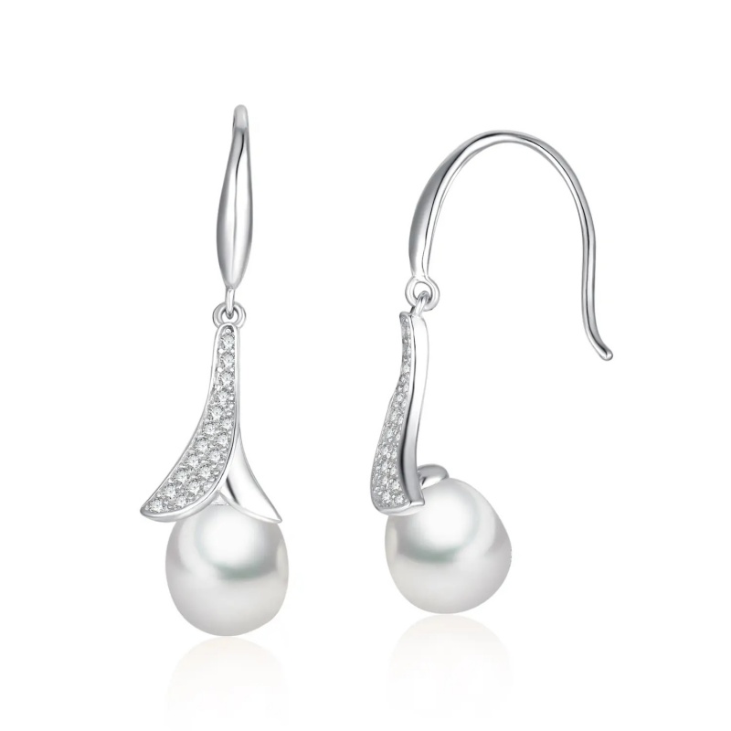Cercei din argint 925, perle de cultură sfere aprox. 7.5-8 mm, cârlig