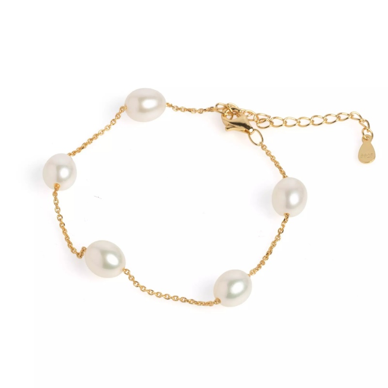 Brățară perlă de cultură albă 6,5-8mm și , lungime 16 + 5 cm